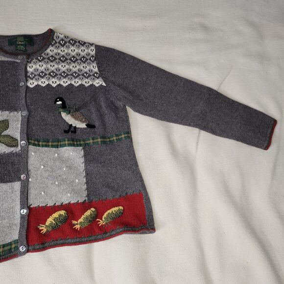 Vtg Orvis Sweater Womens Sz M Novelty Grannycore Embroidered Bird Knit Cardigan - Picture 14 of 16